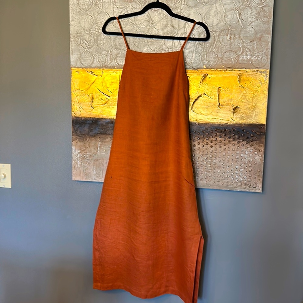 Rails linen midi dress in Rust